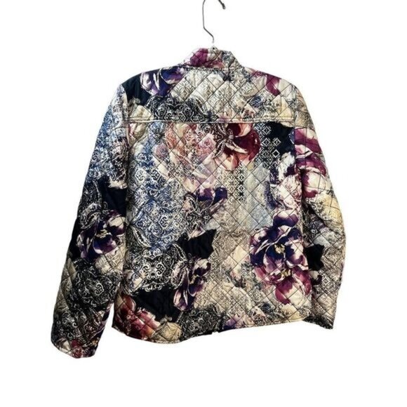 Reversible  Mixed Floral-Solid Puffer Jacket Large NEW - Picture 4 of 7